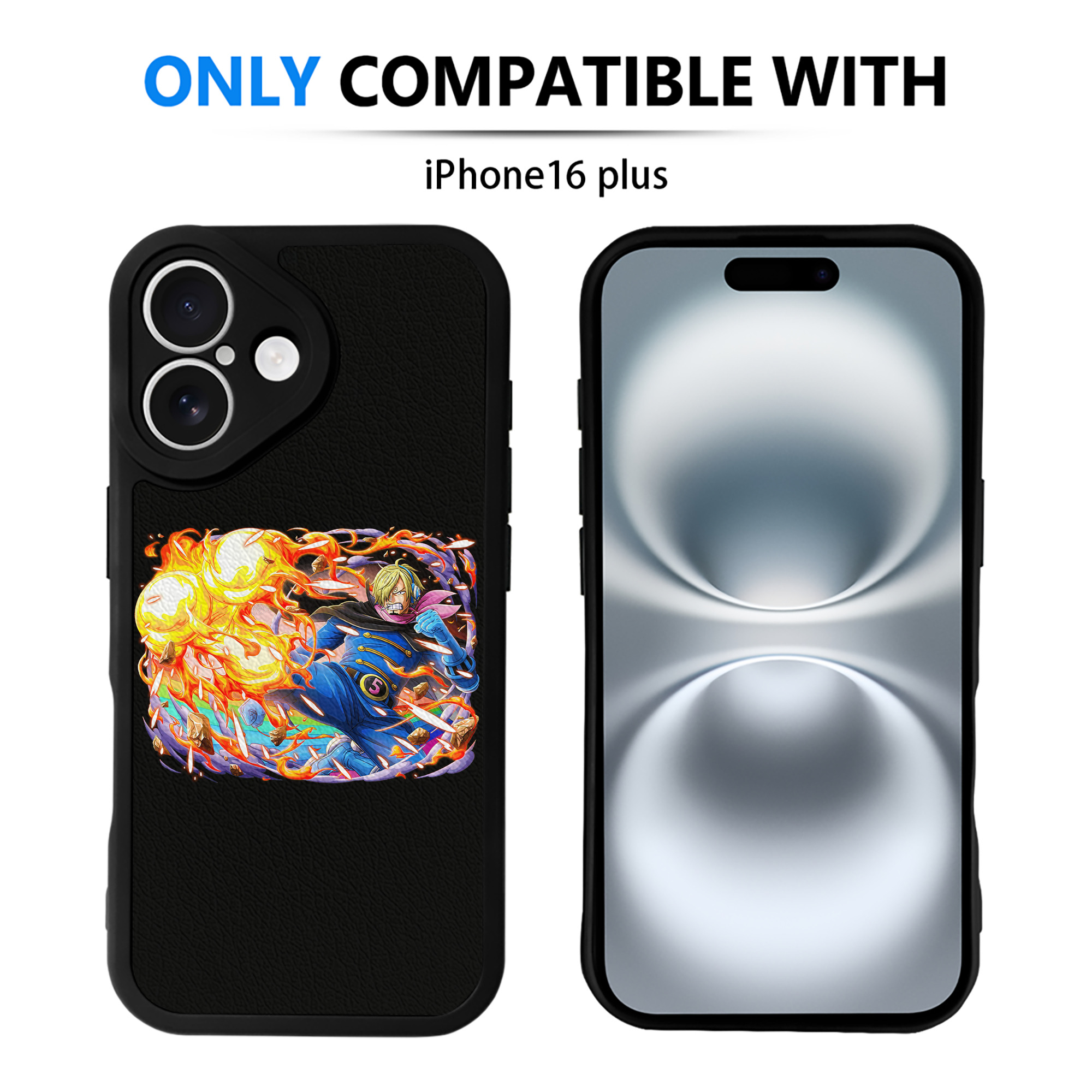 （画像用） ワンピース サンジ ONE PIECE Sanji 【iPhone 16シリーズ対応】シリコンスマホケース（レザー調） 材質：シリコン
